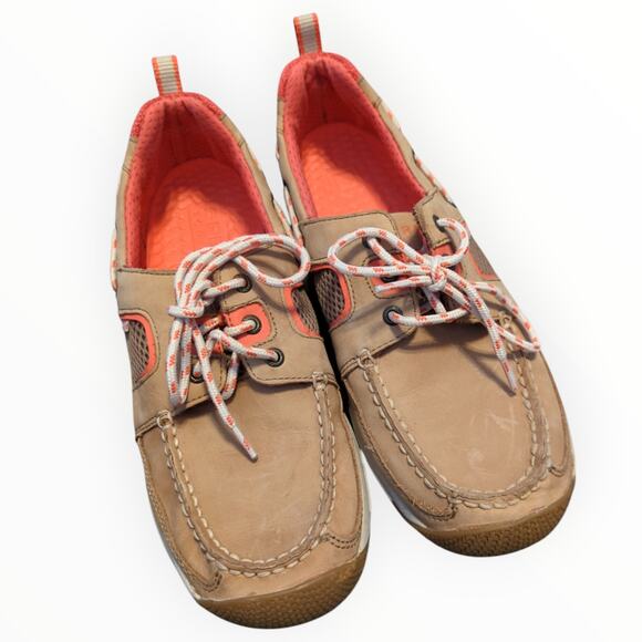SPERRY Tan Seak Kite Sport Mocs Leather Mesh Boat Shoes Women's Size 9 - Picture 1 of 10